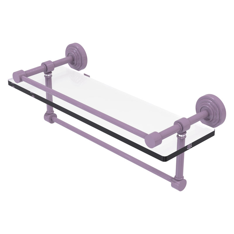 Tablette en verre avec barre à serviettes, H 5 po x l 16 po x P 5 po, Lavande