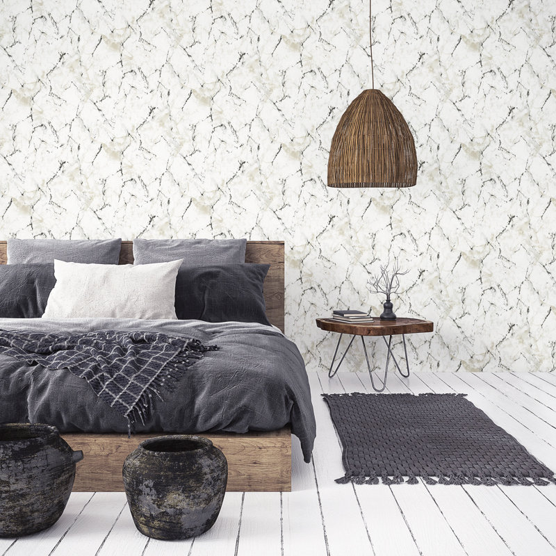Rouleau de faux marbre Meiling, Blanc / noir