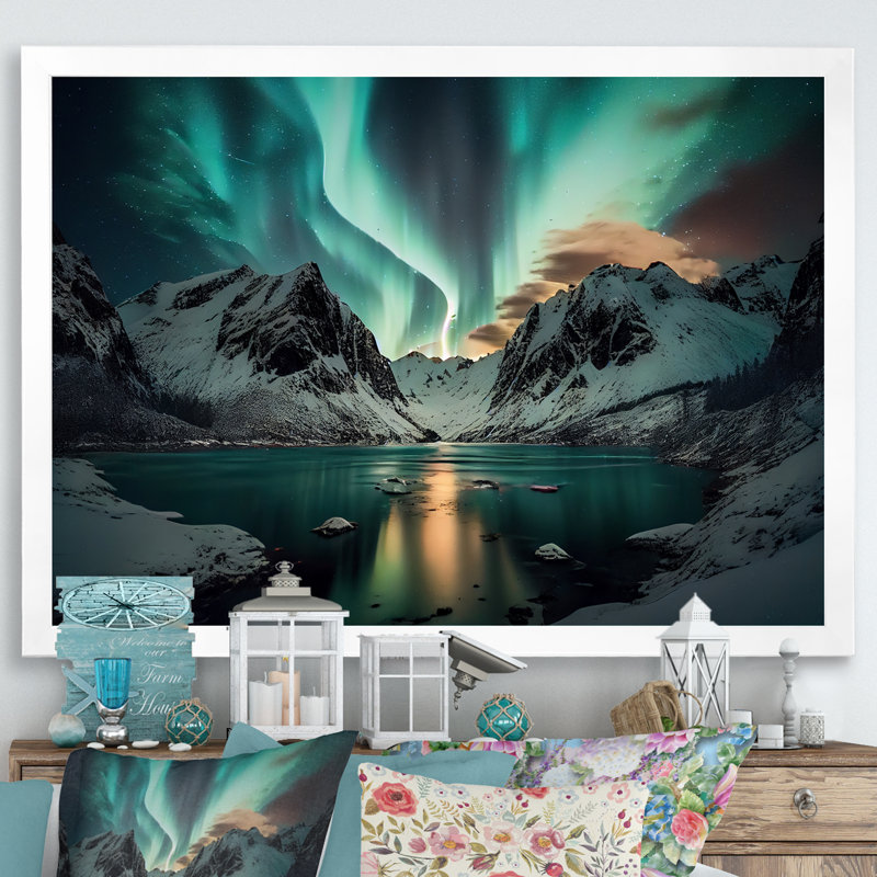 «In The Wilderness Aurora», reproduction sur toile, H 24 po x l 32 po x P 1 po, Cadre photo blanc