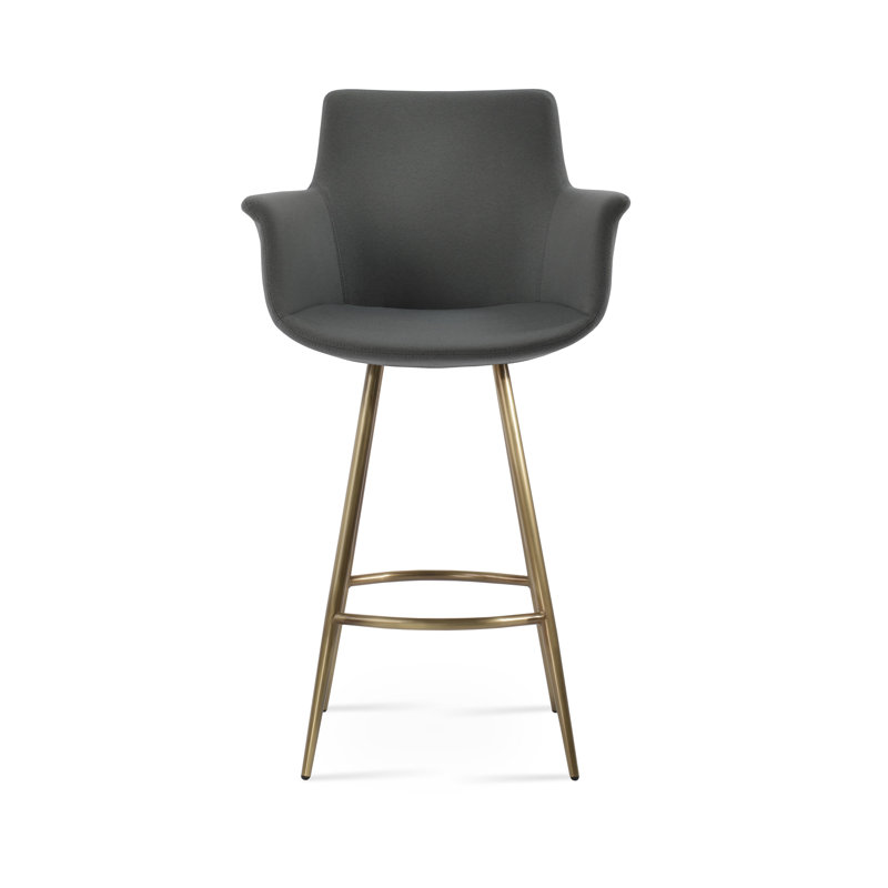 Bottega Galata Counter & Bar Stool, Counter Stool (24" Seat Height), Chrome, Off White