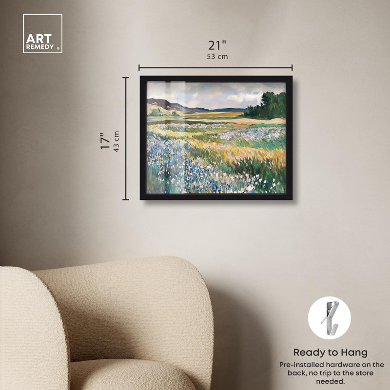 «Technicolor Field Shadowbox», impression de paysage par Art Remedy, Noir, H 17 po x l 21 po