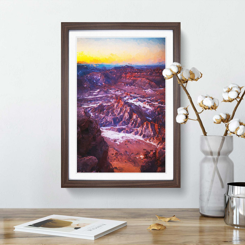 Sunset over the Atacama Desert in Abstract - Picture Frame Graphic Art Print, 48cm H x 36cm W x 2cm D, Walnut Framed