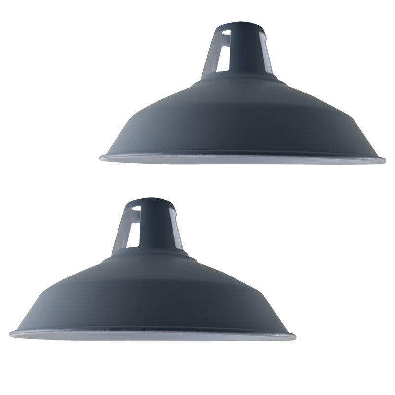 Alkis 16cm H Metal Barn Slotted Lamp Shade ( Uno ), Grey
