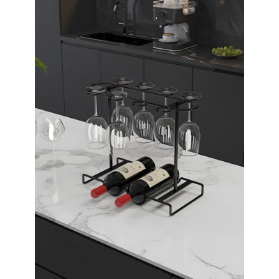 Light Luxury High Footed Cup Inverted Hanging Rack - Metal Red Wine Rack Ornament, C-Shaped Cup Mouth Design, Bar Counter Wine Cabinet Storage Display