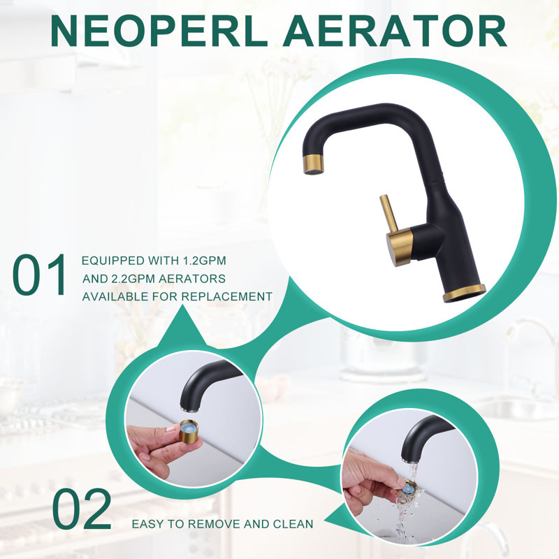 Single Handle Deck Mounted Bar Faucet Inclued Supply Lines, Black Gold