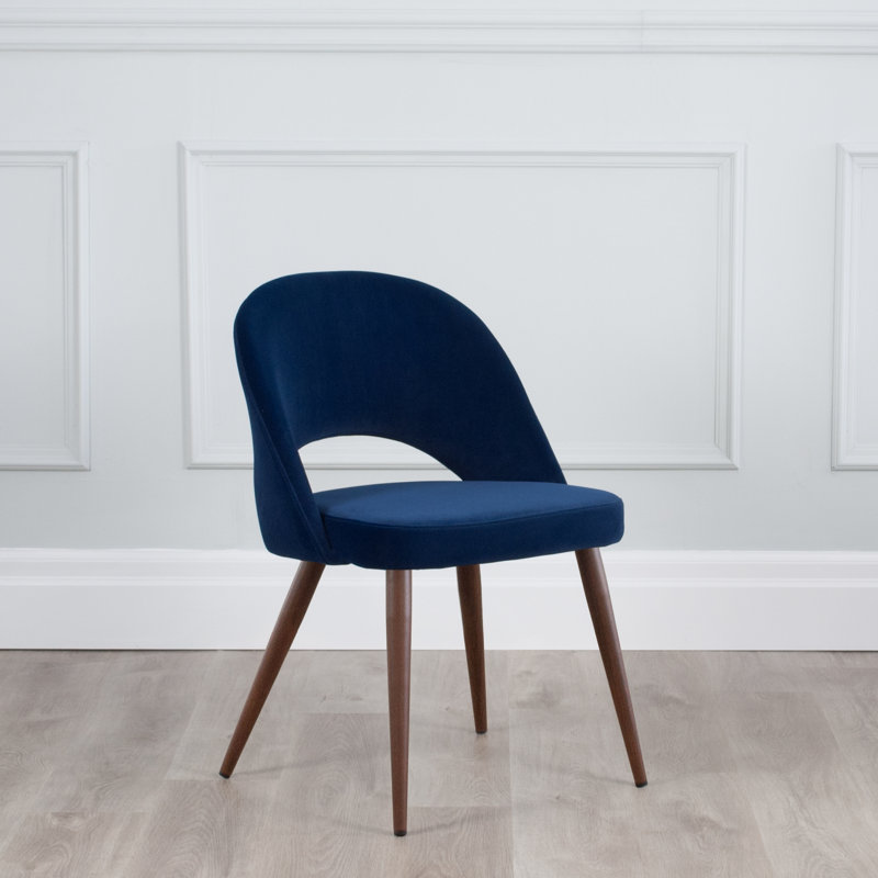 Kanthan 18'' H Velvet Upholstered Side Chair, Royal Blue, Walnut