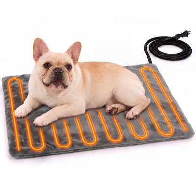 Pet Heating Pad for Cats Dogs Indoor & Sheltered Outdoor Waterproof Heated Cat Bed Heated Dog Bed Chew Resistant Cord Constant Temperature Brown  20 x 16 Inch