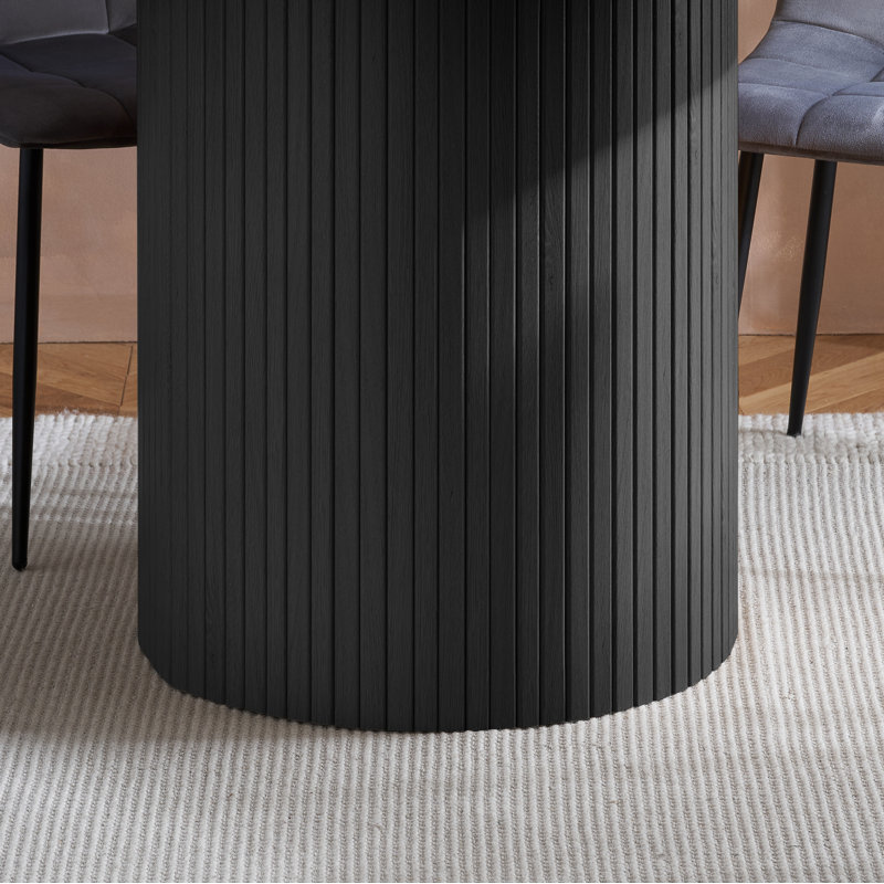 Suire ROUND FLUTED DINING TABLE , Black