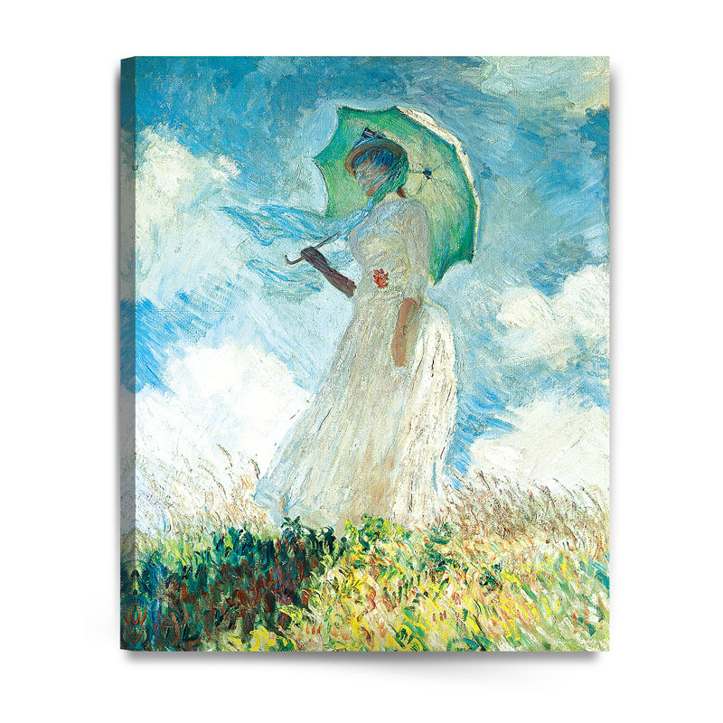 «Woman with a Parasol» par Claude Monet - reproduction d'art, H 24 po x l 20 po x 1,5 po, Toile tendue