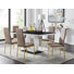 7-Piece Glass and Wood Dining Table Set with Upholstered Dining Chairs and Rectangular Table