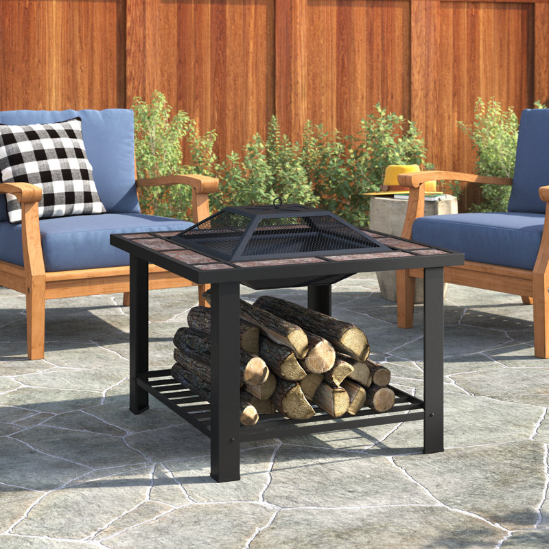 Square Steel Wood Burning Smokeless Fire Pit Table