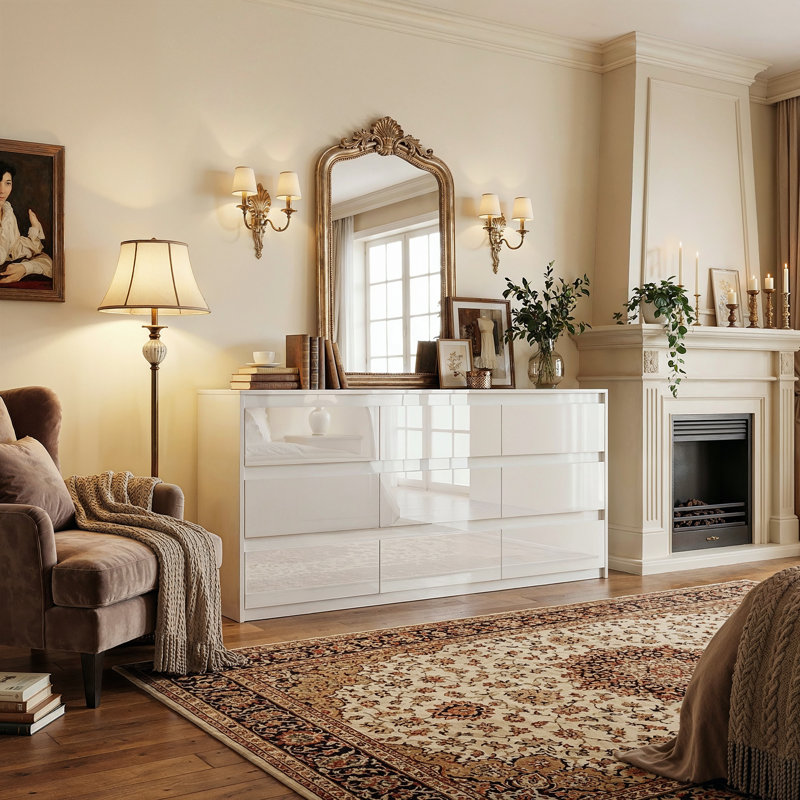 Commode blanche 9 tiroirs Elegant
