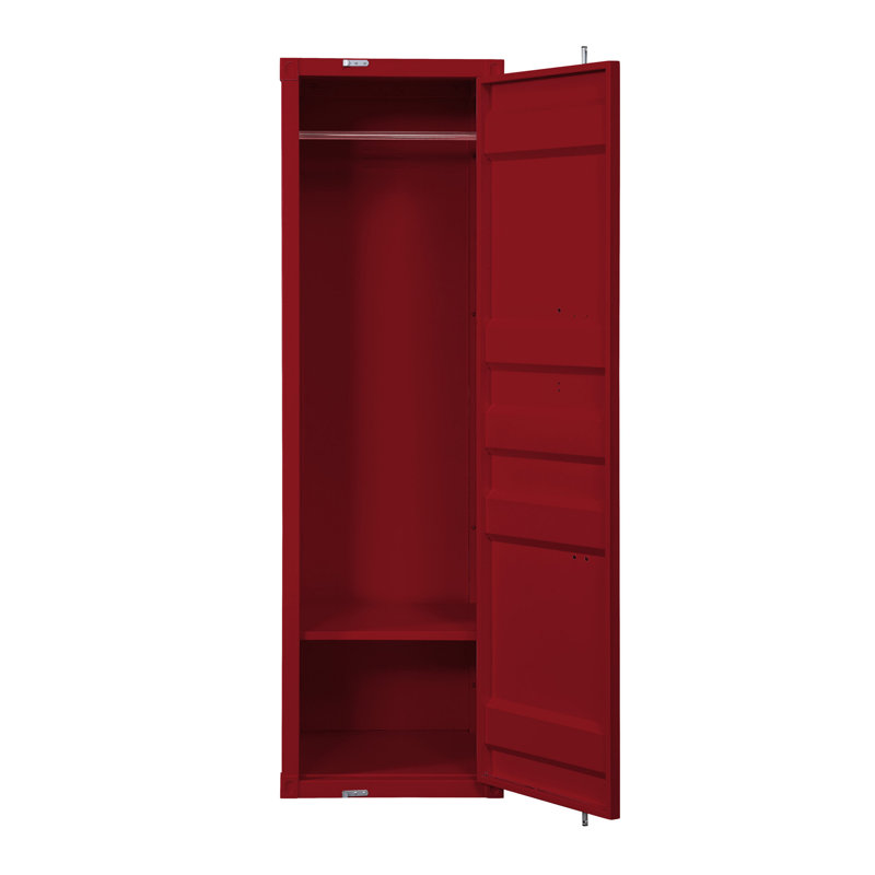 Blue Wardrobe With Full-Length Container Lock, H 67 po x l 22 po x P 20 po, Rouge