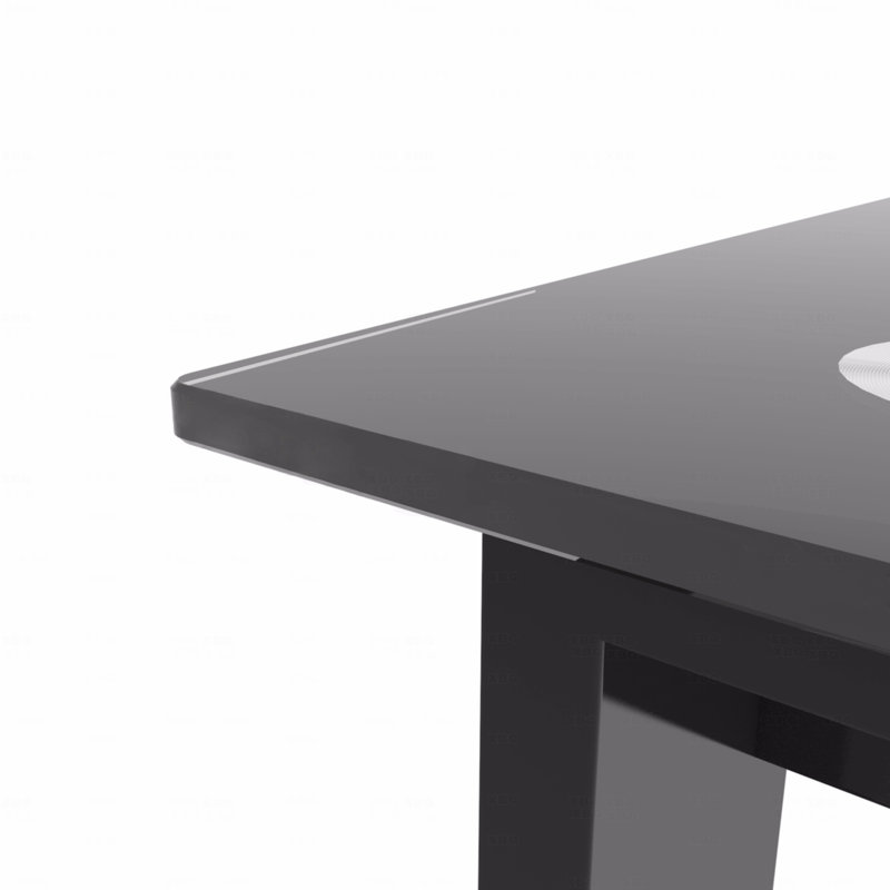 Modern Tempered Glass Black Dining Table, Simple Rectangular Dining Table Metal Table Legs