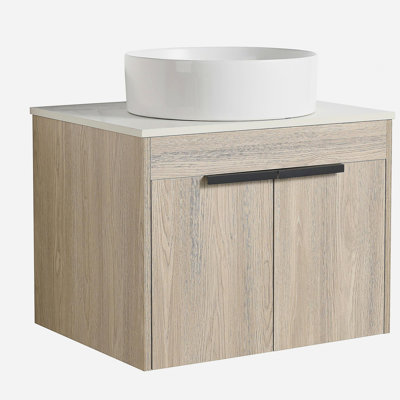 Ensemble de meuble-lavabo flottant 24 po avec lavabo en céramique, meuble-lavabo mural en chêne blanc avec porte