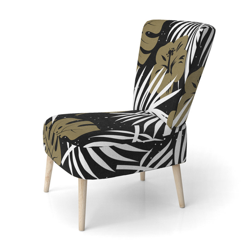 Chaise d'appoint rembourrée Black and White Tropical - Cabin & Lodge