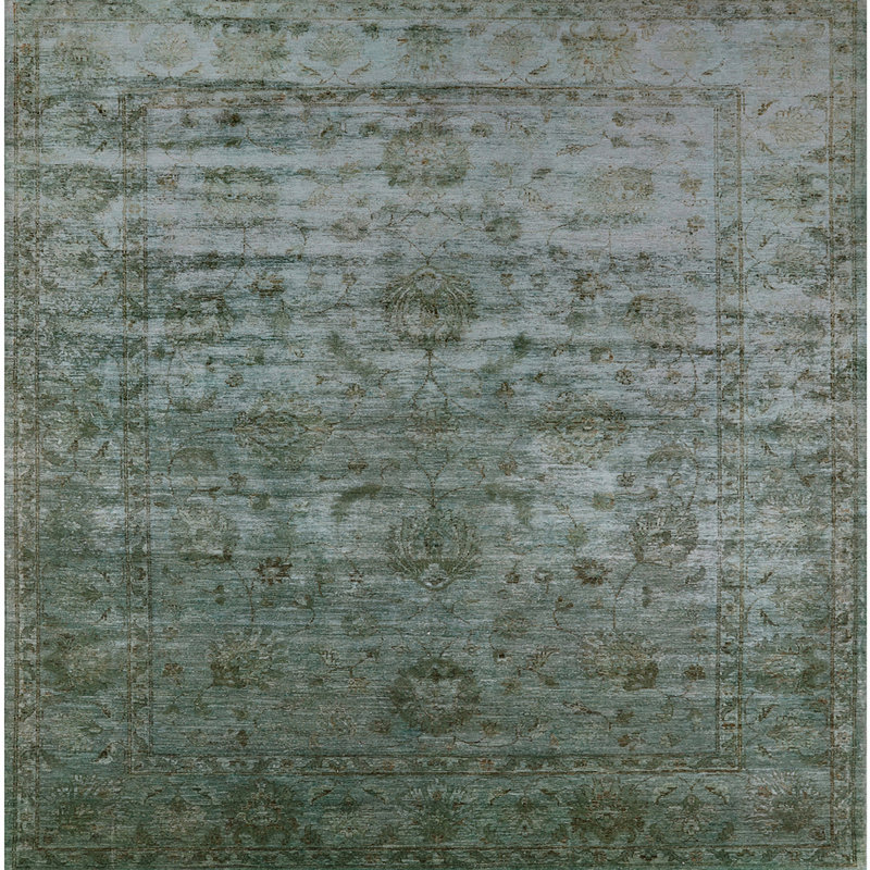 Tapis vert de style oriental, Carré de 6 pi
