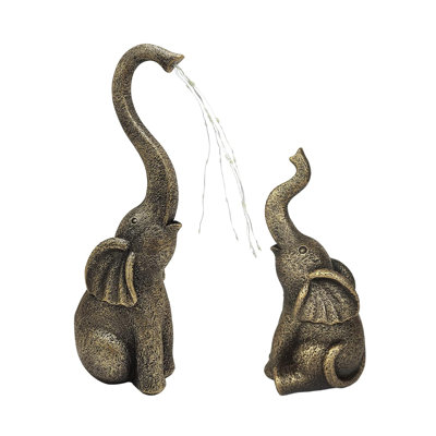 Garden Statues Elephant Decor with LED Solar Lights - Set of 2 Good Luck Elephant