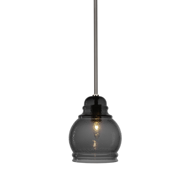 Luminaire suspendu Denzer avec fini nickel brossé et verre fumé de 7,5 po