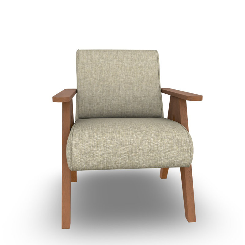 Accent Chair, Linen, Dark Walnut