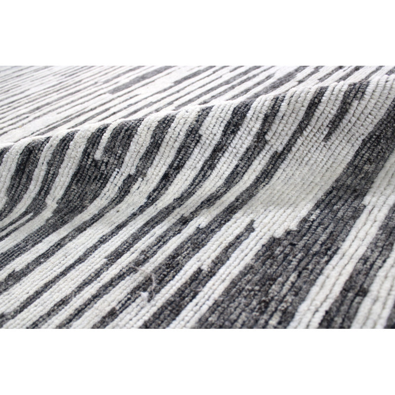 Moroccan Wool Striped Area Rug, Rectangle 9' x 12'