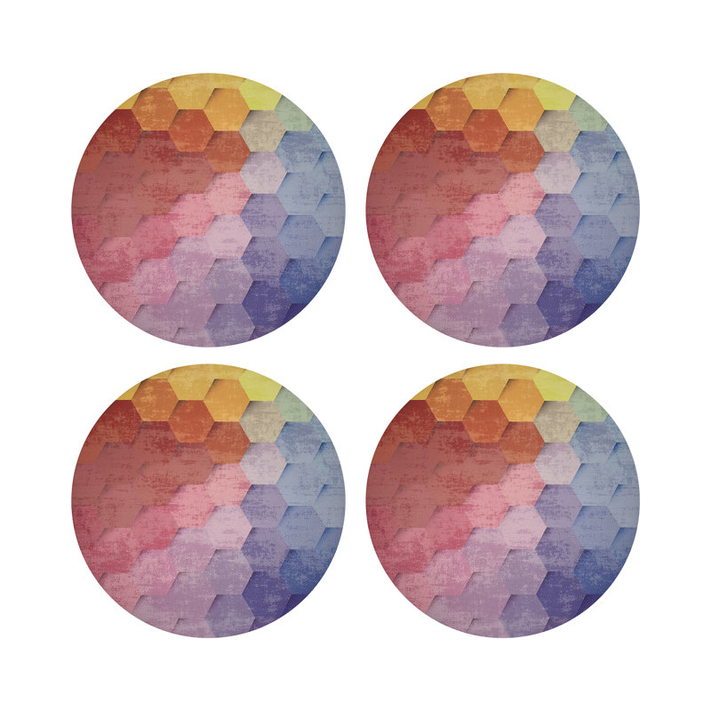 Hex Pebble 16" Vinyl Placemat, Red/Orange/Blue