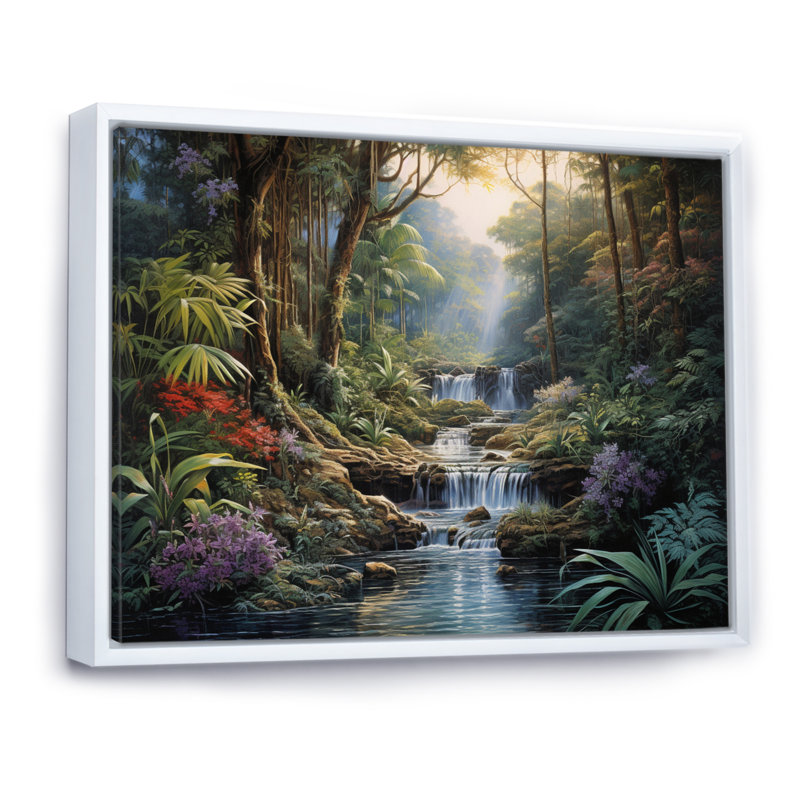 Asian Art Natures Rhyth II - reproduction d'art, H 12 po x l 20 po x P 1 po, Cadre flottant blanc