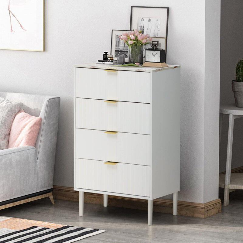 Commode à 4 tiroirs l 23,74 po Salisbury, Blanc