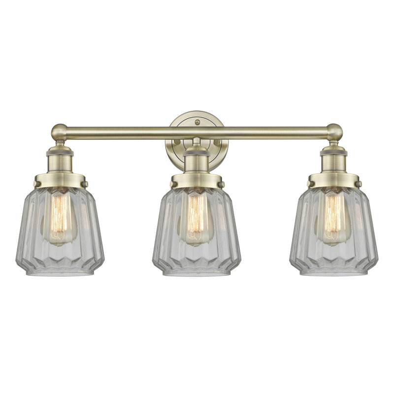 Éclairage pour meuble-lavabo à 3 lumières Aretzy, Transparent, Laiton antique