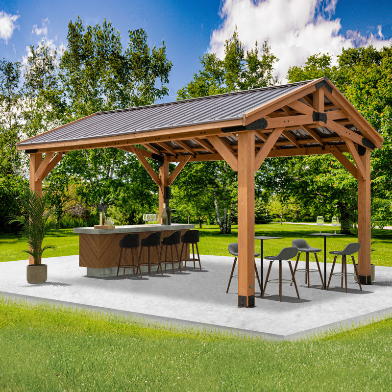 Norwood 16 ft. x 12 ft. Cedar Wood Gazebo with Steel Roof