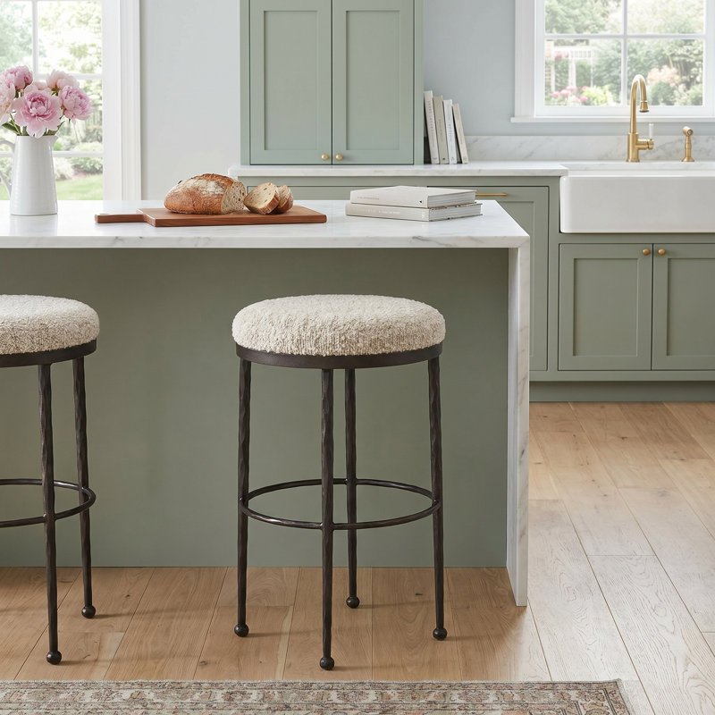 Eloise Backless Metal Stool, Counter Stool (27.25" Seat Height), Ivan Stone