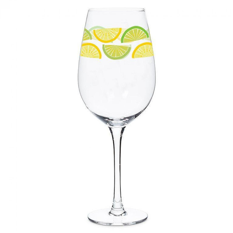 Citrus Slice Stemmed Wine Drinking Glass
