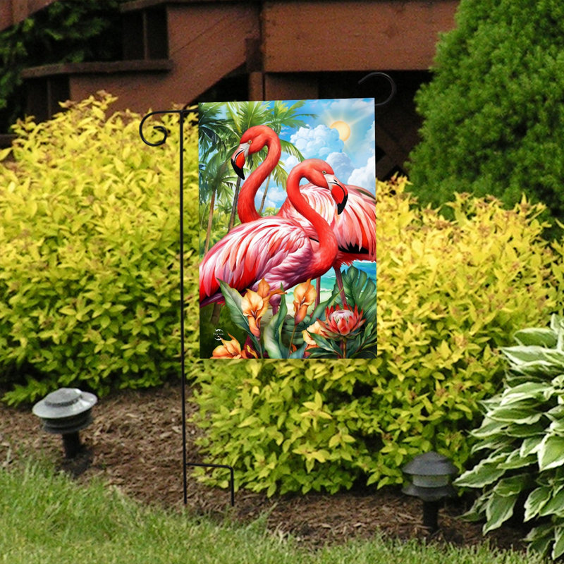 Drapeau de jardin flamant rose