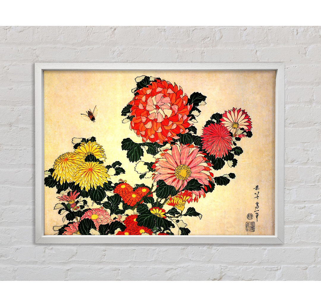 Hokusai Chrysantheme und Biene - Druck