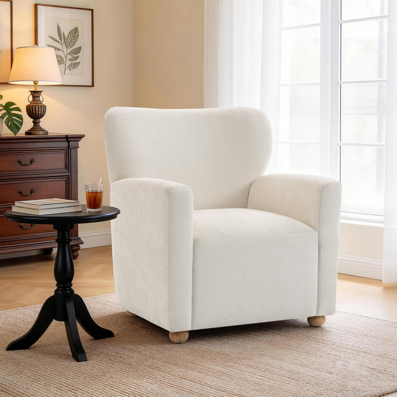 Upholstered Wingback Accent Chair, Beige