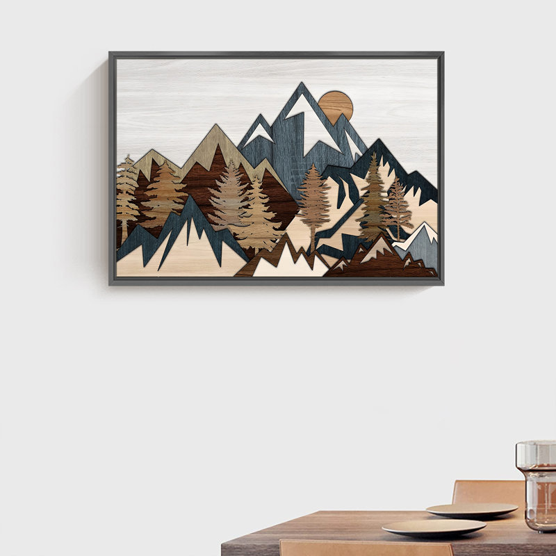Paysage naturel champêtre - Reproduction d'un seul cadre photo sur toile, H 12 po x l 16 po x P 1,5 po, Cadre noir
