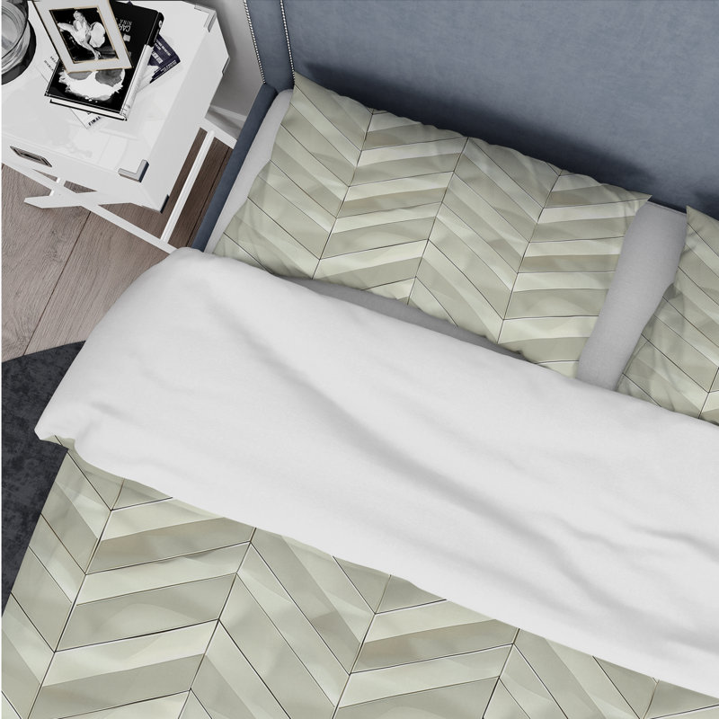 Ensemble de housse de couette moderne à chevrons beige contemporain, Housse de couette très grand et 2 très grandes t