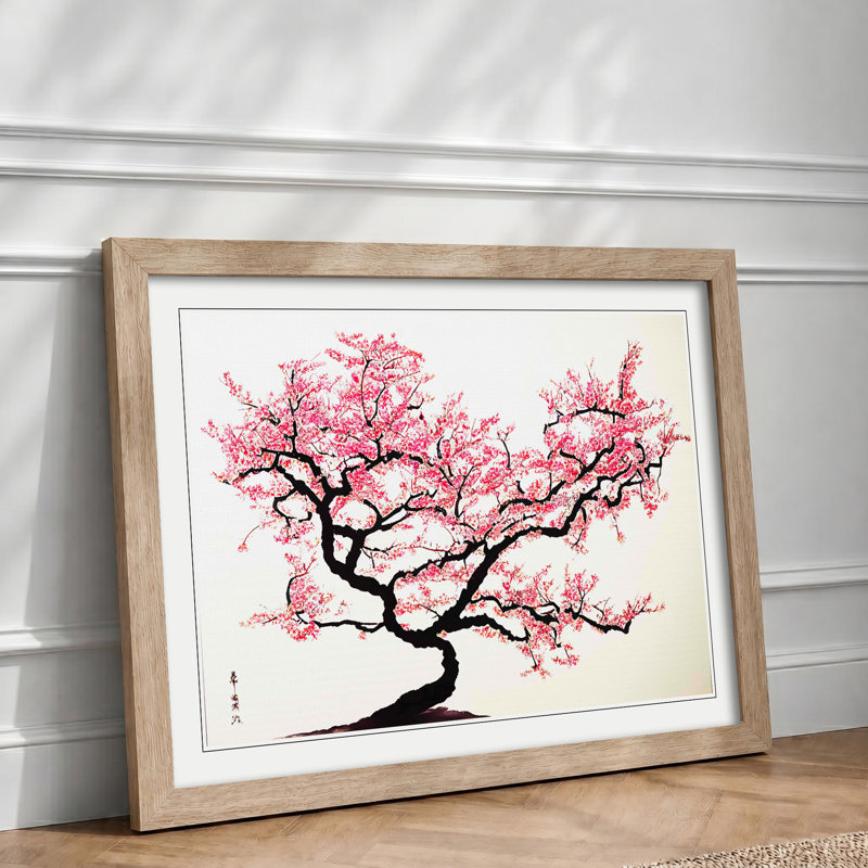 Adorable Cherry Blossom Tree - Single Picture Frame Print, 34cm H x 46cm W x 2cm D, Oak