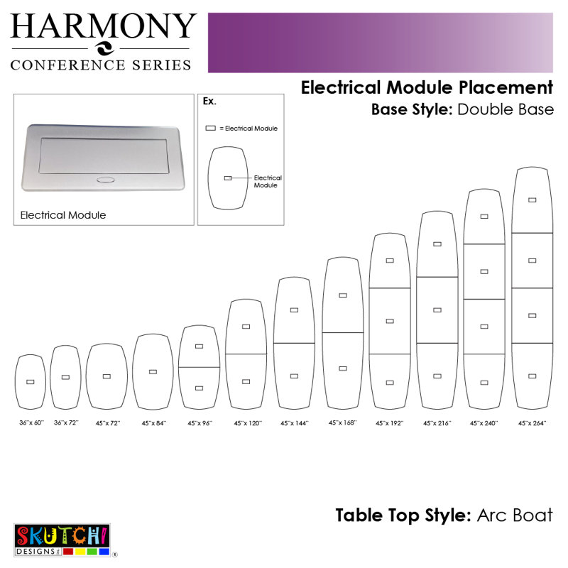 Table de conférence Arc Boat, Nuit asiatique, Argent argent, L 72 po x l 36 po