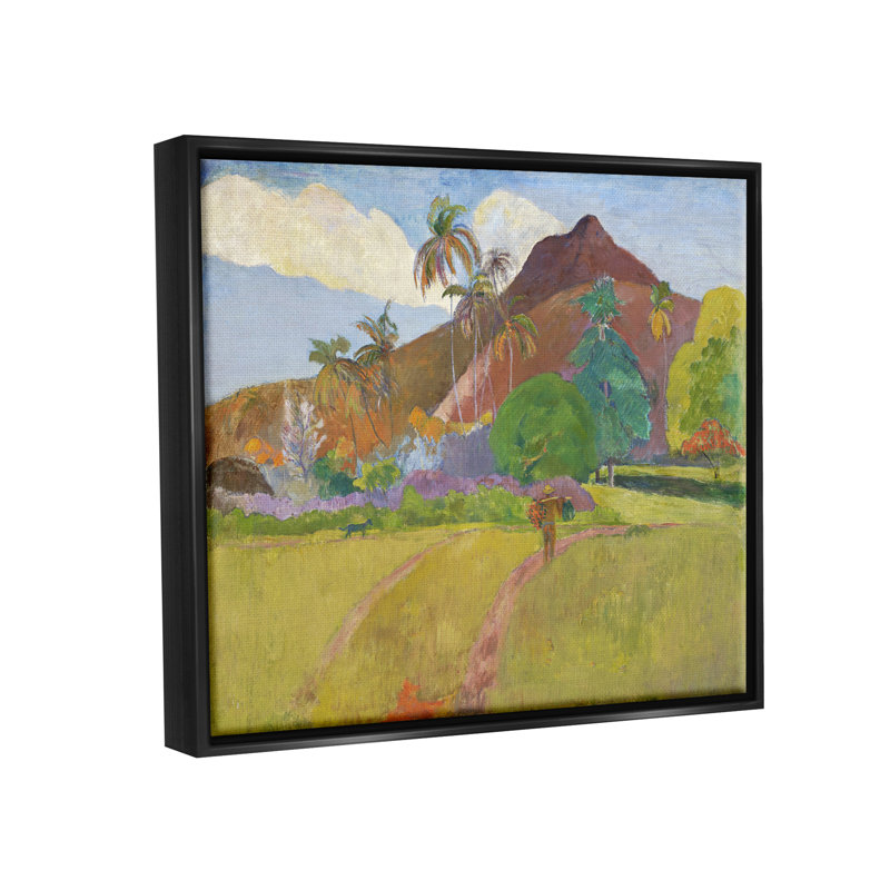 Paysage tahitien Gauguin par Paul Gauguin - Peinture, H 25 po x l 31 po x P 1,7 po, Cadre flottant noir de jais