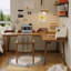Bureau d'écriture brun en bois massif en forme de L-801507803-801507805
