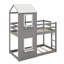Lit superposé simple au-dessus d'un lit simple en bois avec toit, fenêtre et garde-corps-1710657041