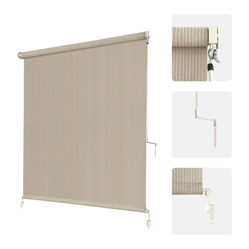  Écran solaire rétractable imperméable 90% UV Block Block, tissu PEHD sans fil pour patio, jardin, fenêtres, l 96 po x H 72 po, sésame.
