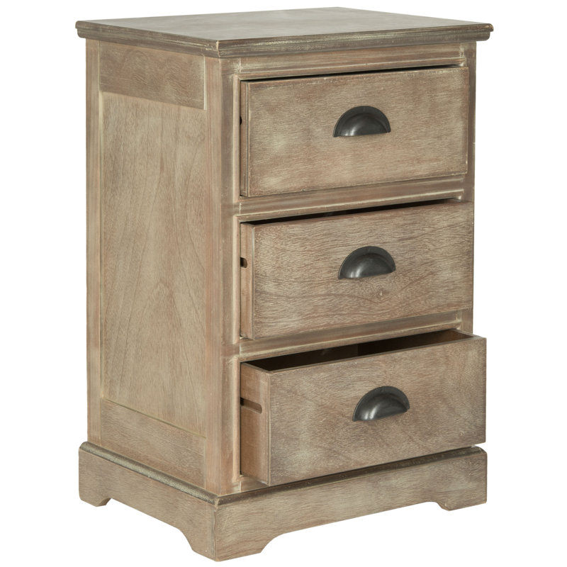 Calvillo 45cm W Solid + Manufactured Wood Bedside Table, Grey Wash