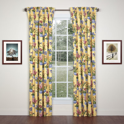 Melanie Buttercream Traditional Cotton Floral Rod Pocket Panels