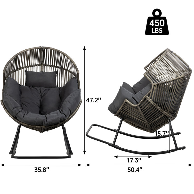  Fauteuil à bascule d'extérieur, Gris foncé, Taupe