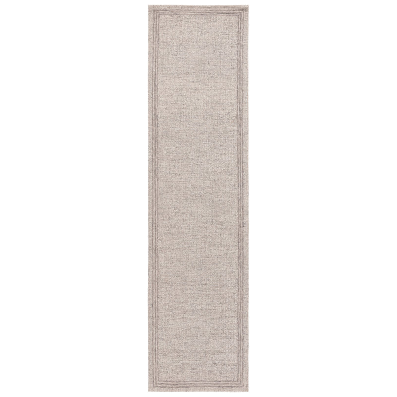 Ebony Hand Tufted Wool Cotton Rug in Gray/Beige, Runner 2'3" x 9'