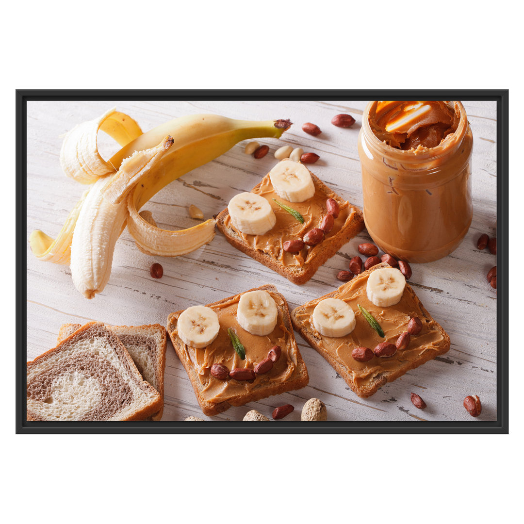 Gerahmtes Wandbild Erdnussbutter Bananen Sandwich