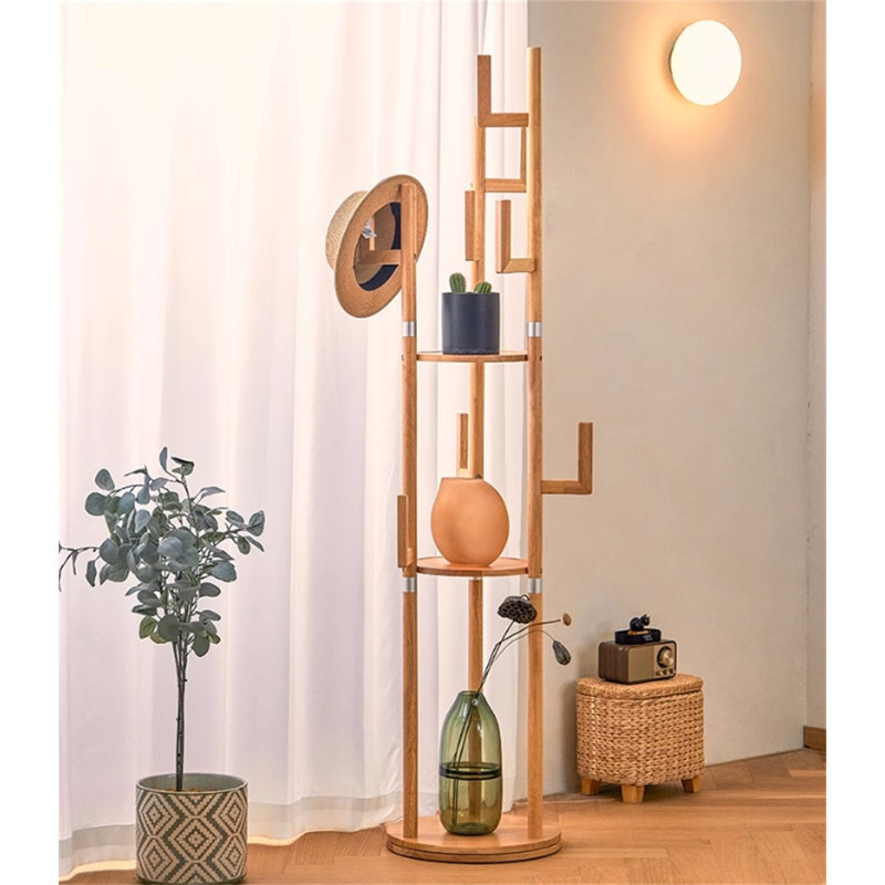 Porte-chapeau rotatif en bois massif, Jaune