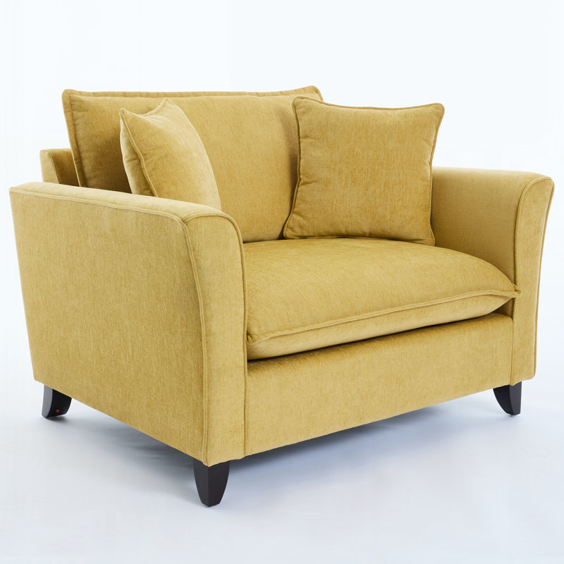 46.3 Inch Oversized Chenille Armchair, Comfy Chair and a Half Single Sofa with Pillow, Yellow, Yellow Chenille